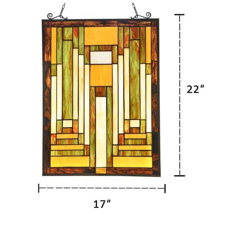 Capulina Stained Glass Window Hangings Panels 17" W x 22" H Antique Tiffany Style Handicrafts Suncatcher Parents Gifts for Home Decor - Image 2